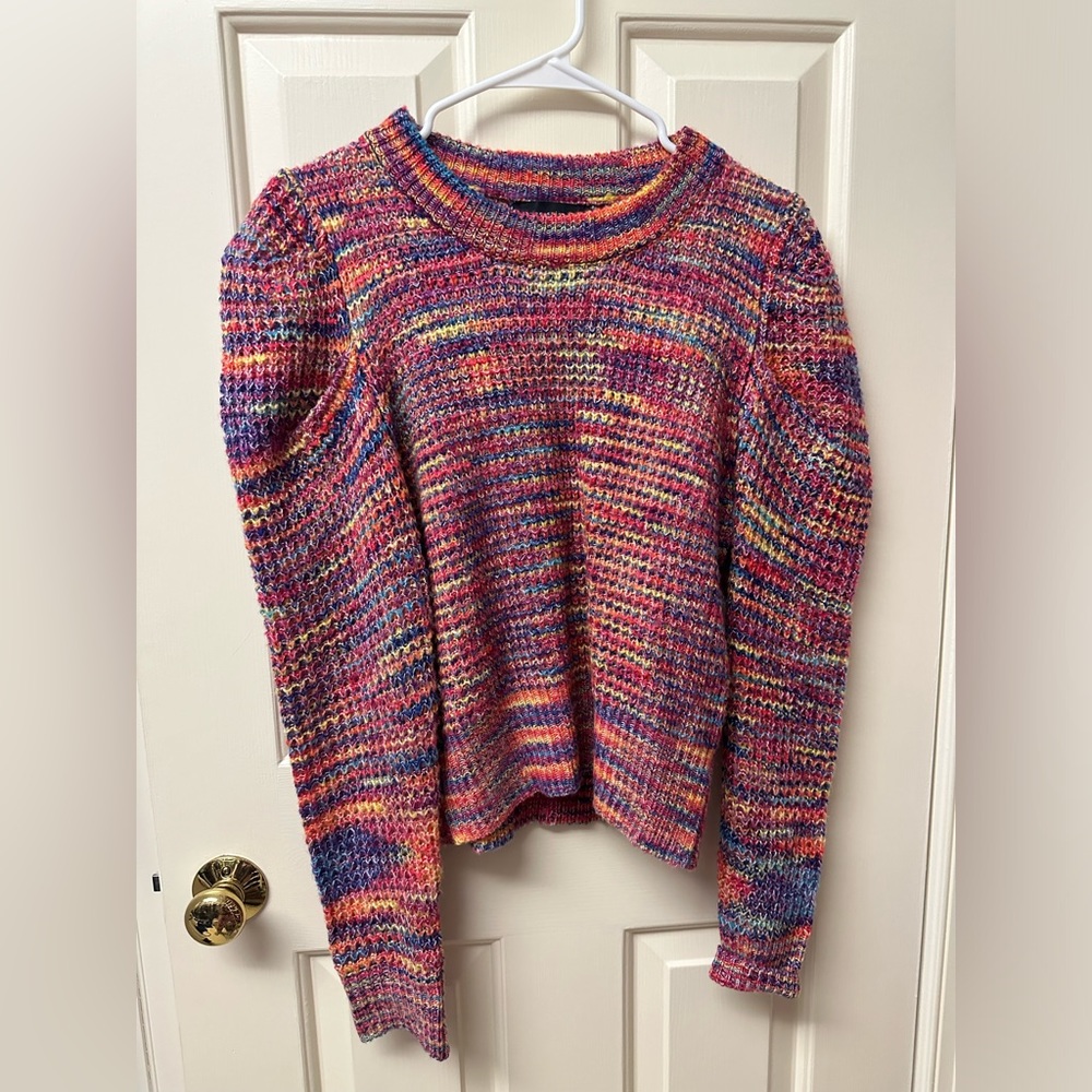 En Saison
Puff Sleeve Space Dye Crew Neck Sweater
Fuchsia Multi